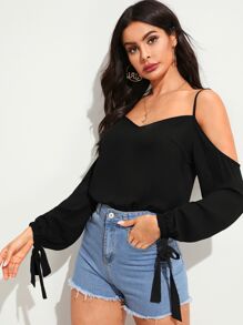 Cold Shoulder Knot Cuff Top