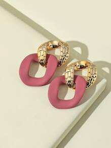 Color Block Chain Drop Earrings