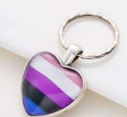 Color Block Heart Charm Keychain
