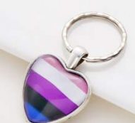 Color Block Heart Charm Keychain