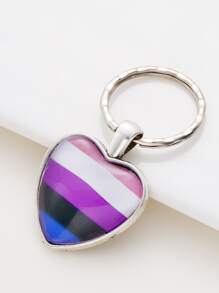 Color Block Heart Charm Keychain