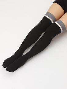 Color Block Over The Knee Socks