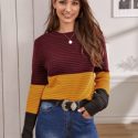 Color Block Rib-knit Sweater