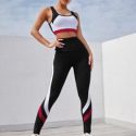 Color Block Sports Bra With Leggings