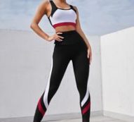 Color Block Sports Bra With Leggings