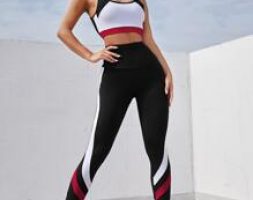 Color Block Sports Bra With Leggings