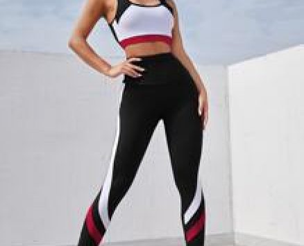 Color Block Sports Bra With Leggings