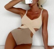 Color Block Twist One Piece Swimsuit