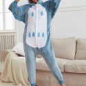 Colorblock 3D Design Hooded Flannel Sleep Jumpsuit