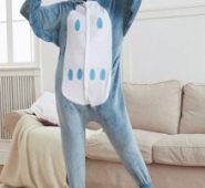 Colorblock 3D Design Hooded Flannel Sleep Jumpsuit