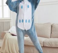 Colorblock 3D Design Hooded Flannel Sleep Jumpsuit