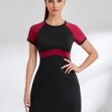 Colorblock Absorbs Sweat Breathable Softness Active Dress