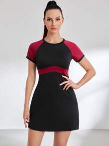 Colorblock Absorbs Sweat Breathable Softness Active Dress