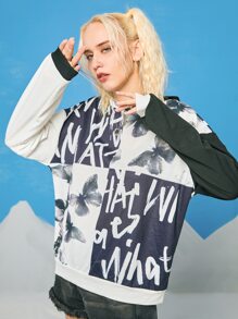 Colorblock Butterfly Graphic Hoodie