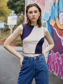 Colorblock Crop Tank Top