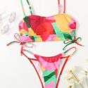 Colorblock Drawstring Bikini Swimsuit