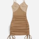 Colorblock Drawstring Bodycon Cami Dress