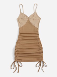 Colorblock Drawstring Bodycon Cami Dress