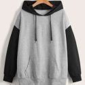 Colorblock Drawstring Pocket Hoodie