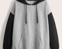 Colorblock Drawstring Pocket Hoodie