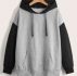 Colorblock Drawstring Pocket Hoodie