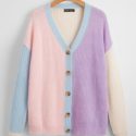 Colorblock Drop Shoulder Cardigan