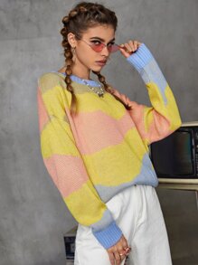 Colorblock Drop Shoulder Sweater