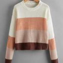 Colorblock Drop Shoulder Sweater