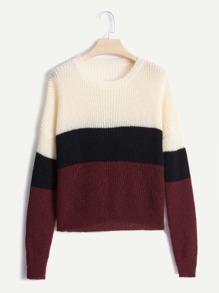 Colorblock Drop Shoulder Sweater