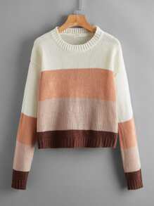 Colorblock Drop Shoulder Sweater