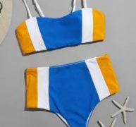 Colorblock High Waist Bikini Swimsuit