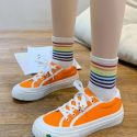 Colorblock Lace Up Front Canvas Shoes