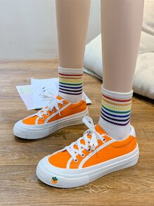 Colorblock Lace Up Front Canvas Shoes