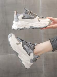 Colorblock Lace-up Chunky Sneakers