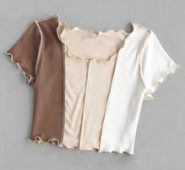 Colorblock Lettuce Trim Ribbed Tee