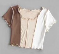 Colorblock Lettuce Trim Ribbed Tee