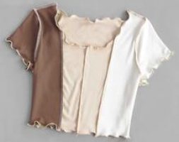 Colorblock Lettuce Trim Ribbed Tee