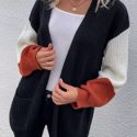 Colorblock Open Front Drop Shoulder Cardigan