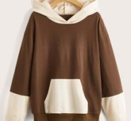 Colorblock Pocket Drawstring Hoodie