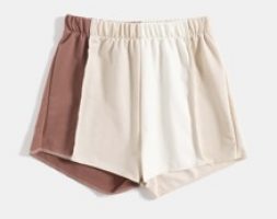 Colorblock Print Seam Front Shorts