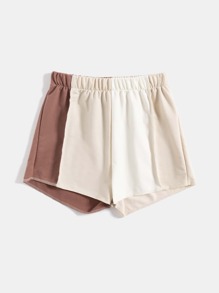 Colorblock Print Seam Front Shorts