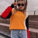 Colorblock Ribbed Knit Sweater