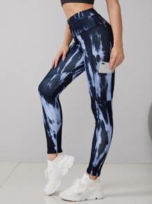 Colorblock Sports Leggings With Phone Pocket