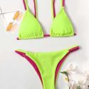 Colorblock Tanga Bikini Swimsuit