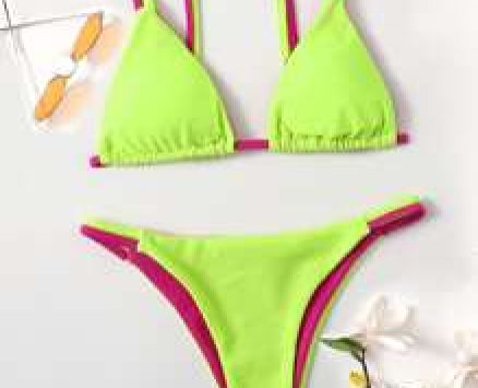 Colorblock Tanga Bikini Swimsuit