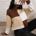 Colorblock Top-stitching Drop Shoulder Sweatshirt