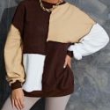 Colorblock Top-stitching Drop Shoulder Sweatshirt