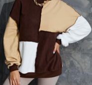 Colorblock Top-stitching Drop Shoulder Sweatshirt
