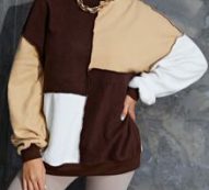 Colorblock Top-stitching Drop Shoulder Sweatshirt