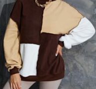 Colorblock Top-stitching Drop Shoulder Sweatshirt